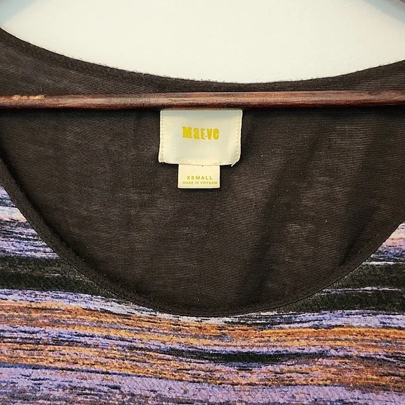 Maeve size XS patterned stretch 3/4 sleeve asymmetrical hem dress excellent cond - Picture 2 of 6